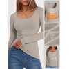 image:imageANRABESS Women Long Sleeve Thermal Shirts Scoop Neck TopGrey Khaki