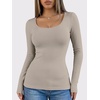 image:imageANRABESS Women Long Sleeve Thermal Shirts Scoop Neck TopGrey Khaki