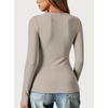 image:imageANRABESS Women Long Sleeve Thermal Shirts Scoop Neck TopGrey Khaki