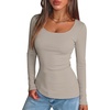 image:imageANRABESS Women Long Sleeve Thermal Shirts Scoop Neck TopGrey Khaki