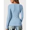 image:imageANRABESS Women Long Sleeve Thermal Shirts Scoop Neck TopLight Blue