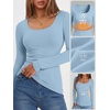image:imageANRABESS Women Long Sleeve Thermal Shirts Scoop Neck TopLight Blue