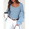 image:imageANRABESS Women Long Sleeve Thermal Shirts Scoop Neck TopLight Blue