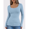 image:imageANRABESS Women Long Sleeve Thermal Shirts Scoop Neck TopLight Blue