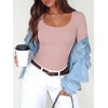 image:imageANRABESS Women Long Sleeve Thermal Shirts Scoop Neck TopLight Pink