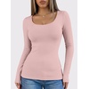 image:imageANRABESS Women Long Sleeve Thermal Shirts Scoop Neck TopLight Pink
