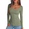 image:imageANRABESS Women Long Sleeve Thermal Shirts Scoop Neck TopOlive
