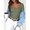 image:imageANRABESS Women Long Sleeve Thermal Shirts Scoop Neck TopOlive