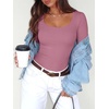 image:imageANRABESS Women Long Sleeve Thermal Shirts Scoop Neck TopPink