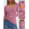 image:imageANRABESS Women Long Sleeve Thermal Shirts Scoop Neck TopPink