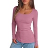 image:imageANRABESS Women Long Sleeve Thermal Shirts Scoop Neck TopPink