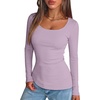 image:imageANRABESS Women Long Sleeve Thermal Shirts Scoop Neck TopPurple