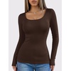 image:imageANRABESS Women Long Sleeve Thermal Shirts Scoop Neck TopRed Brown