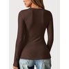 image:imageANRABESS Women Long Sleeve Thermal Shirts Scoop Neck TopRed Brown