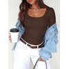 image:imageANRABESS Women Long Sleeve Thermal Shirts Scoop Neck TopRed Brown