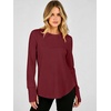 image:imageANRABESS Women Long Sleeve Thermal Top Fleece Shirts with Thumb HoleRed