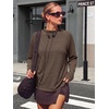 image:imageANRABESS Women Mock Neck Long Sleeve Shirts Striped Oversized Fall TopsBrown Black Striped