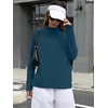 image:imageANRABESS Women Mock Neck Long Sleeve Shirts Striped Oversized Fall TopsDark Blue