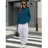 image:imageANRABESS Women Mock Neck Long Sleeve Shirts Striped Oversized Fall TopsDark Blue