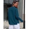 image:imageANRABESS Women Mock Neck Long Sleeve Shirts Striped Oversized Fall TopsDark Blue