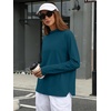 image:imageANRABESS Women Mock Neck Long Sleeve Shirts Striped Oversized Fall TopsDark Blue