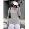 image:imageANRABESS Women Mock Neck Long Sleeve Shirts Striped Oversized Fall TopsGrey White Striped