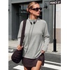 image:imageANRABESS Women Mock Neck Long Sleeve Shirts Striped Oversized Fall TopsGrey White Striped