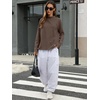 image:imageANRABESS Women Mock Neck Long Sleeve Shirts Striped Oversized Fall TopsLight Coffee