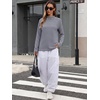 image:imageANRABESS Women Mock Neck Long Sleeve Shirts Striped Oversized Fall TopsNavy Blue White Striped