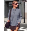 image:imageANRABESS Women Mock Neck Long Sleeve Shirts Striped Oversized Fall TopsNavy Blue White Striped