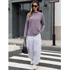 image:imageANRABESS Women Mock Neck Long Sleeve Shirts Striped Oversized Fall TopsRed Blue Striped