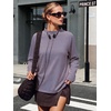 image:imageANRABESS Women Mock Neck Long Sleeve Shirts Striped Oversized Fall TopsRed Blue Striped