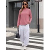 image:imageANRABESS Women Mock Neck Long Sleeve Shirts Striped Oversized Fall TopsRed White Striped