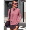 image:imageANRABESS Women Mock Neck Long Sleeve Shirts Striped Oversized Fall TopsRed White Striped