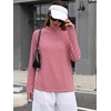 image:imageANRABESS Women Mock Neck Long Sleeve Shirts Striped Oversized Fall TopsRed White Striped