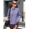 image:imageANRABESS Women Mock Neck Long Sleeve Shirts Striped Oversized Fall TopsRoyal Blue White Striped