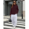 image:imageANRABESS Women Mock Neck Long Sleeve Shirts Striped Oversized Fall TopsWine Red