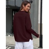 image:imageANRABESS Women Mock Neck Long Sleeve Shirts Striped Oversized Fall TopsWine Red