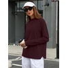 image:imageANRABESS Women Mock Neck Long Sleeve Shirts Striped Oversized Fall TopsWine Red