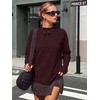 image:imageANRABESS Women Mock Neck Long Sleeve Shirts Striped Oversized Fall TopsWine Red