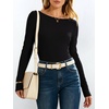 image:imageANRABESS Womens Boat Neck Long Sleeve Thermal ShirtsBlack