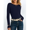 image:imageANRABESS Womens Boat Neck Long Sleeve Thermal ShirtsNavy Blue