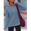image:imageANRABESS Womens Half Zip Sweatshirts Loose Fleece PulloverGray Blue