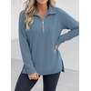 image:imageANRABESS Womens Half Zip Sweatshirts Loose Fleece PulloverGray Blue