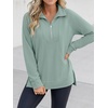 image:imageANRABESS Womens Half Zip Sweatshirts Loose Fleece PulloverSage Green