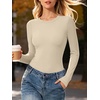 image:imageANRABESS Womens Long Sleeve Shirts Fitted Double Lined TopBeige