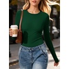 image:imageANRABESS Womens Long Sleeve Shirts Fitted Double Lined TopDeep Green