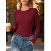 image:imageANRABESS Womens Long Sleeve Shirts Fitted Double Lined TopDeep Red