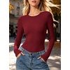 image:imageANRABESS Womens Long Sleeve Shirts Fitted Double Lined TopDeep Red
