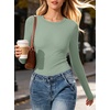 image:imageANRABESS Womens Long Sleeve Shirts Fitted Double Lined TopGreen